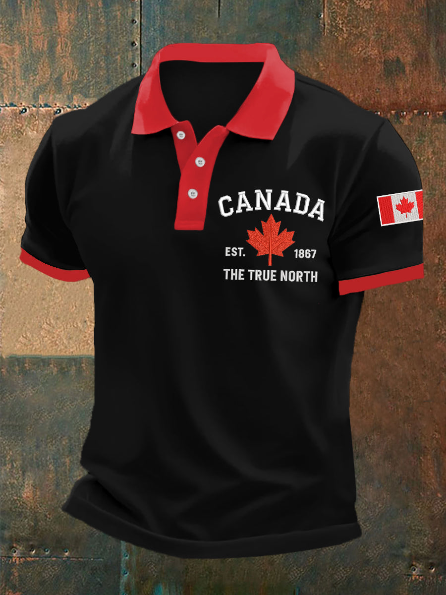 Men's Canada The True North Est.1867 Canadian Flag Print Casual Top