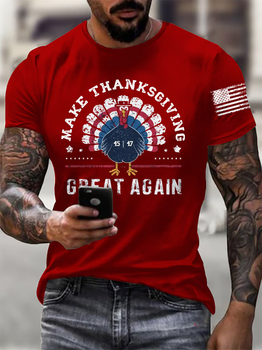 Men's Patriotic American Thanksgiving Turkey T-shirt