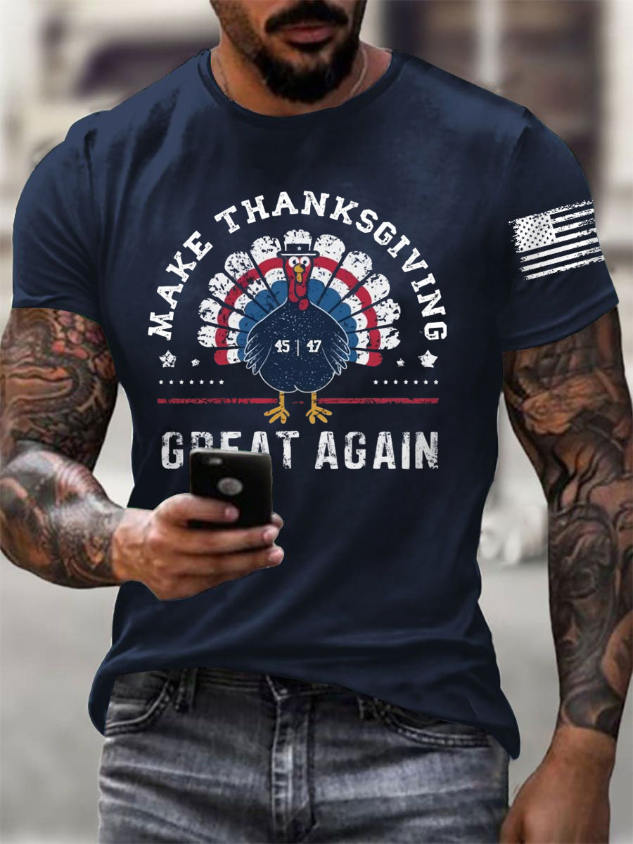 Men's Patriotic American Thanksgiving Turkey T-shirt