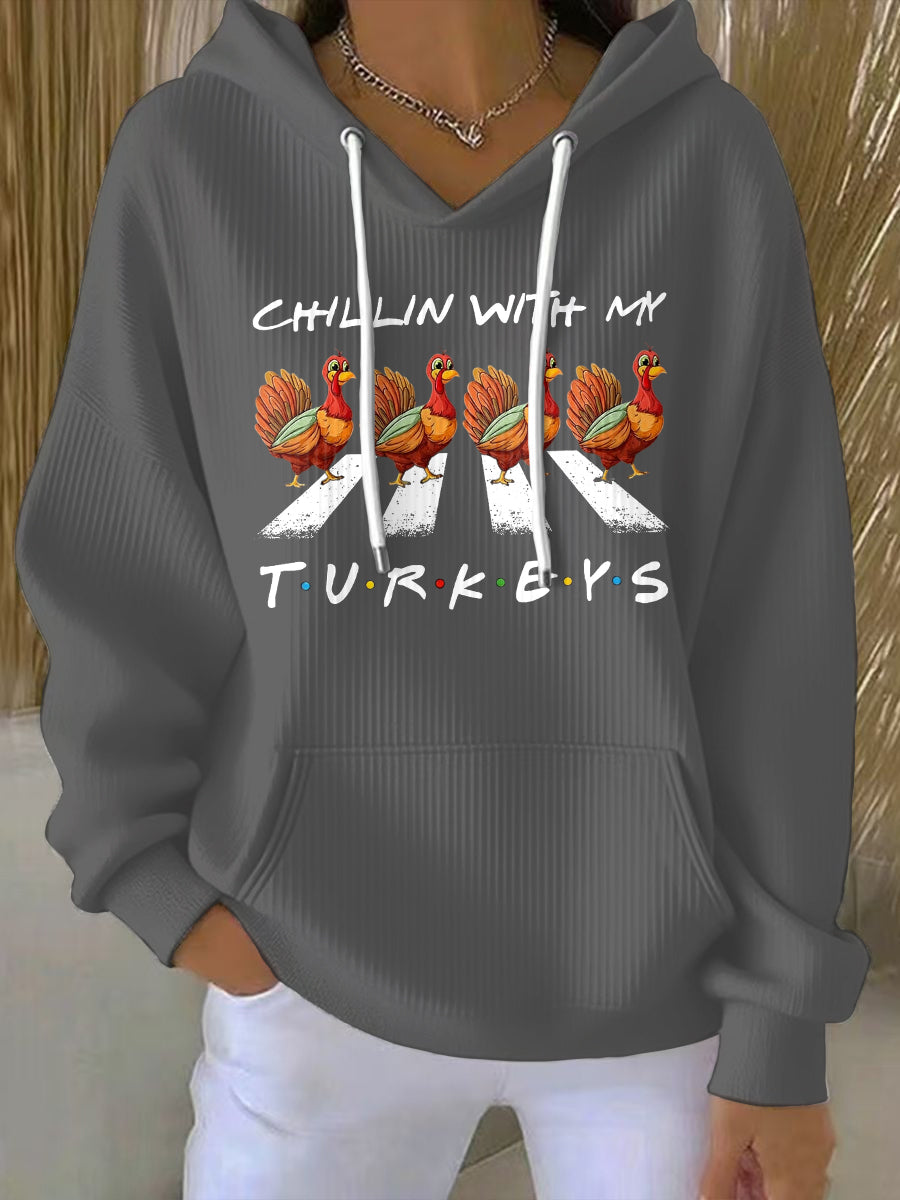 Women's Thanksgiving Turkey Print Hoodie