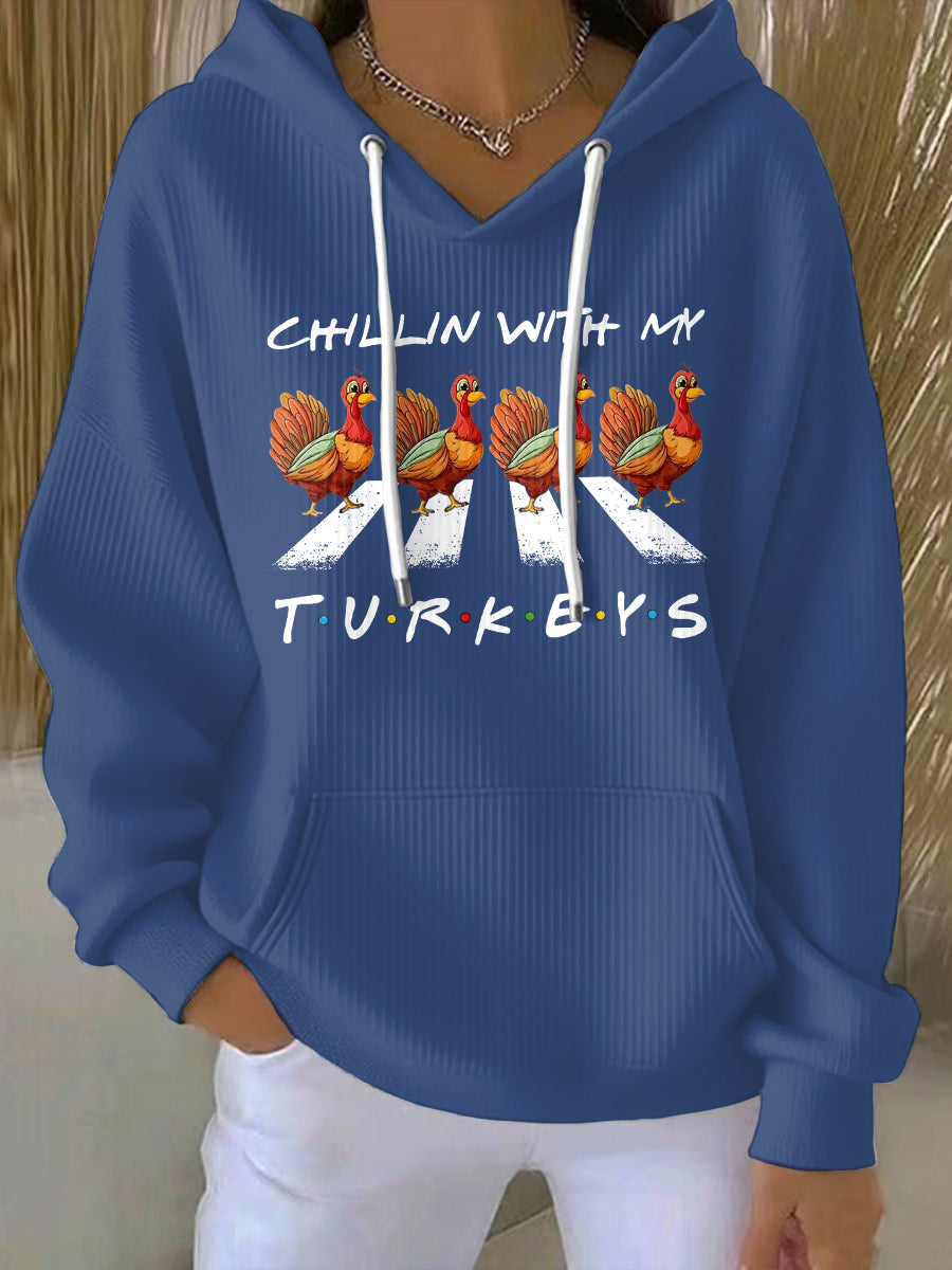Women's Thanksgiving Turkey Print Hoodie
