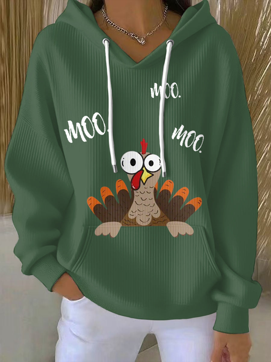 Women's Thanksgiving Turkey Print Hoodie