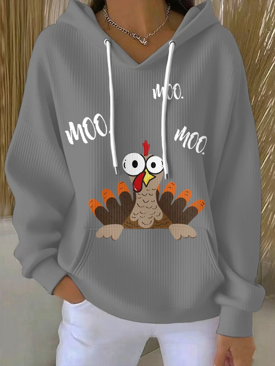 Women's Thanksgiving Turkey Print Hoodie