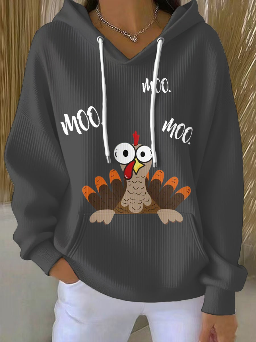 Women's Thanksgiving Turkey Print Hoodie