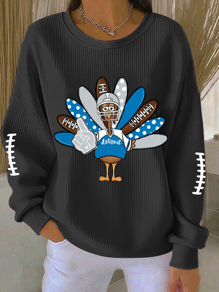 Women's Detroit Turkey Football Printed Sweatshirt
