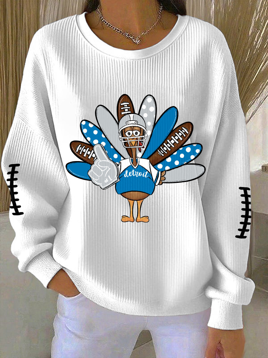 Women's Detroit Turkey Football Printed Sweatshirt
