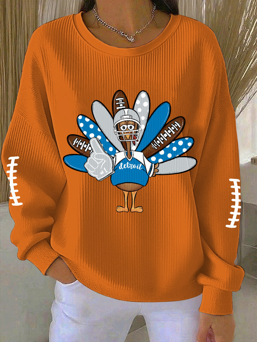 Women's Detroit Turkey Football Printed Sweatshirt