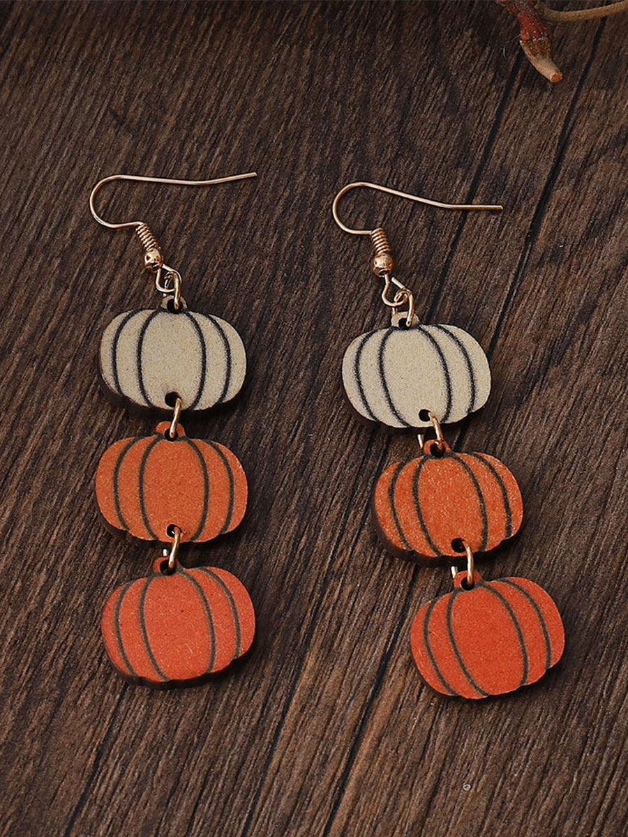 Women's Autumn Halloween Thanksgiving Three-Color Pumpkin Earrings