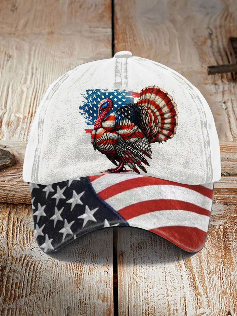 Unisex Resort USA Flag Turkey Thanksgiving Design Print Hat