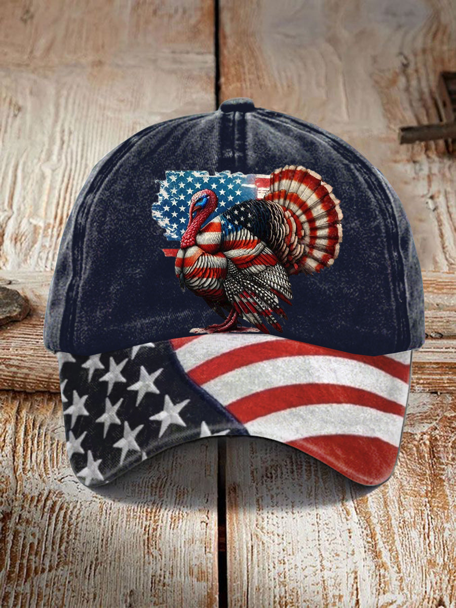 Unisex Resort USA Flag Turkey Thanksgiving Design Print Hat