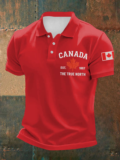 Men's Canada The True North Est.1867 Canadian Flag Print Casual Top