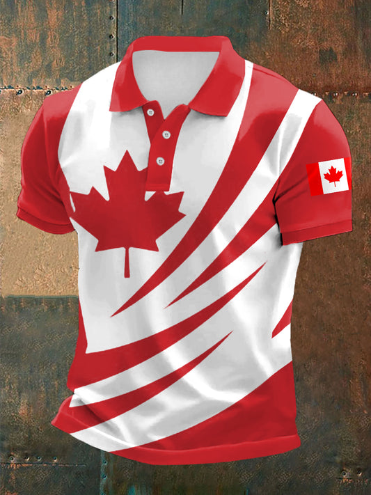Men's Canadian Flag Maple Leaf Print Canada Day Casual Top
