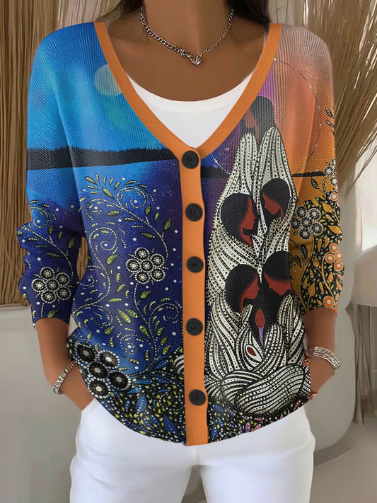 Women's Indigenous Art Print Cardigan