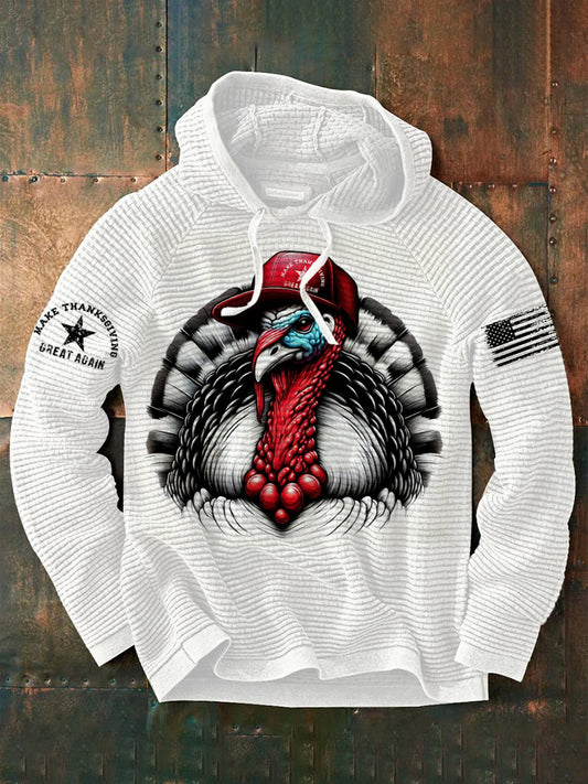 Men's USA Flag Thanksgiving Print French Terry Hoodie