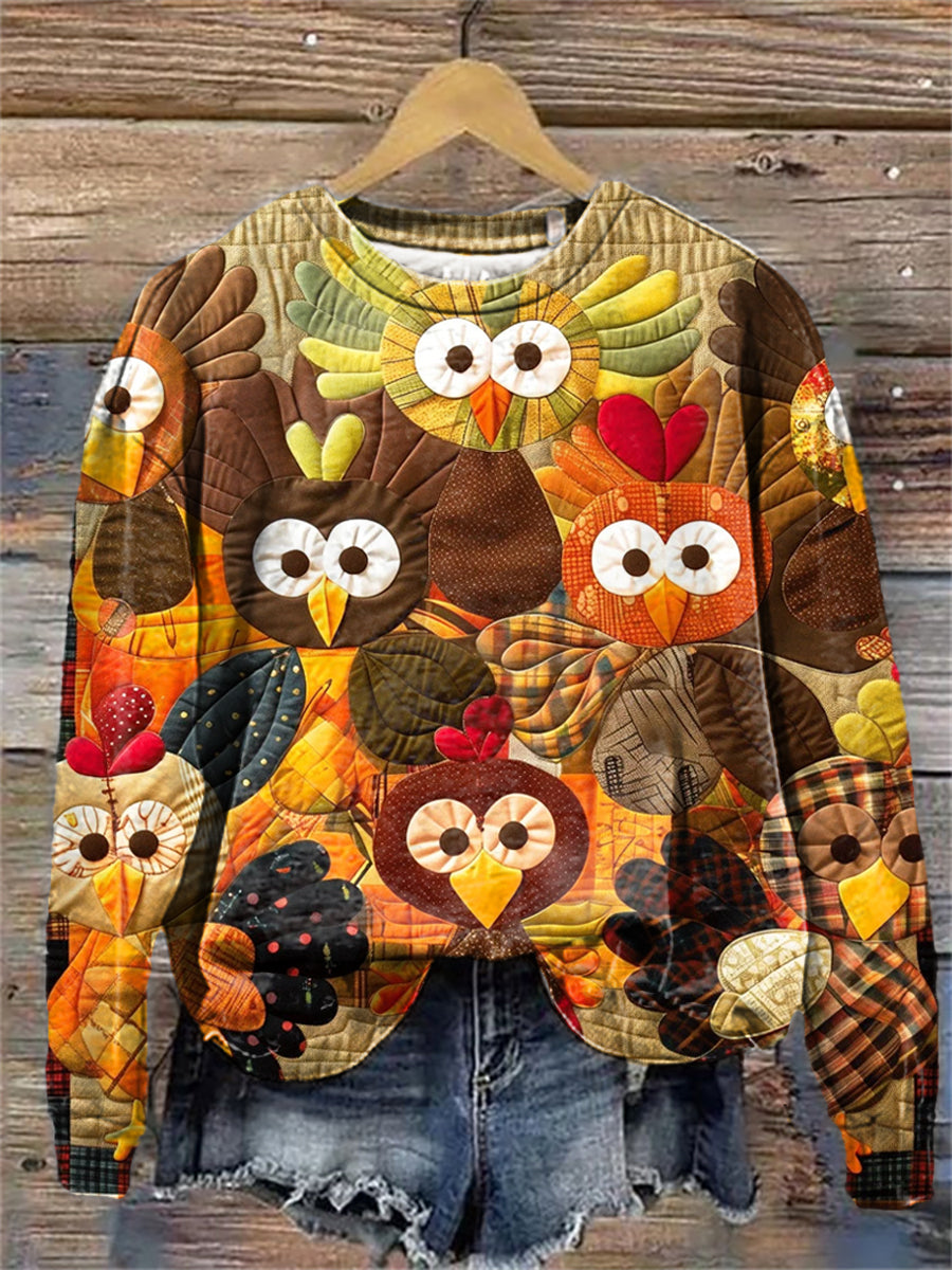 Women's Thanksgiving Funny Turkey Print Sweatshirt