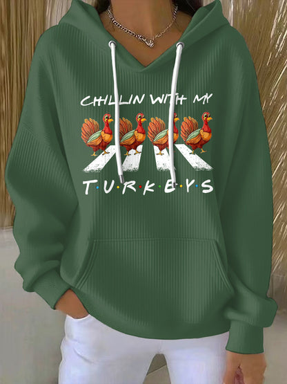 Women's Thanksgiving Turkey Print Hoodie