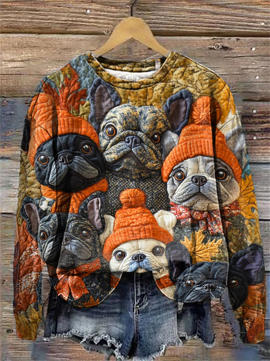 Women's Thanksgiving Funny Dogs Print Sweatshirt