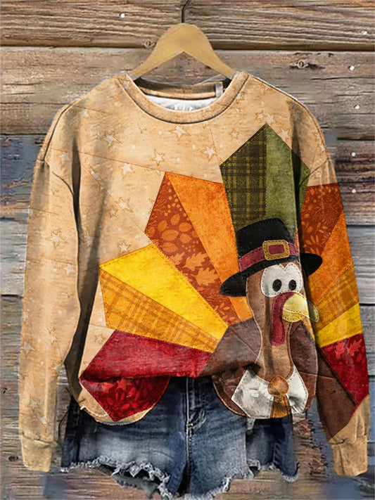 Women's Thanksgiving Funny Turkey Print Sweatshirt