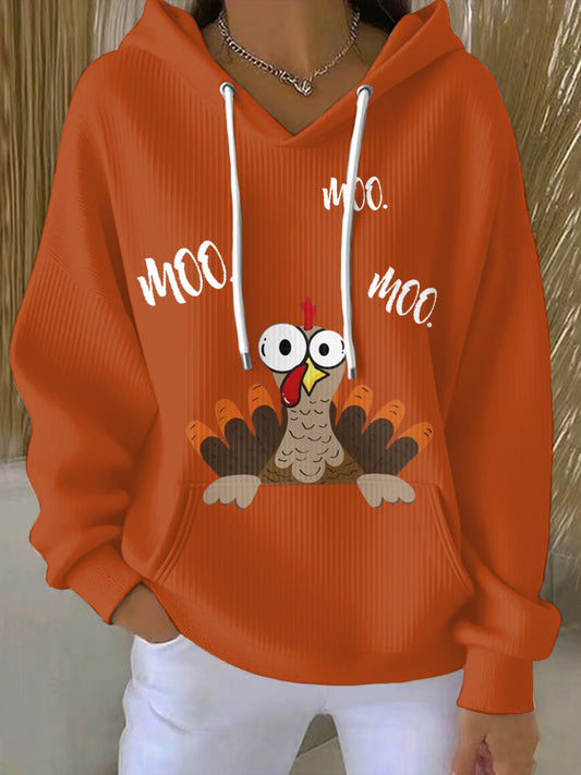 Women's Thanksgiving Turkey Print Hoodie