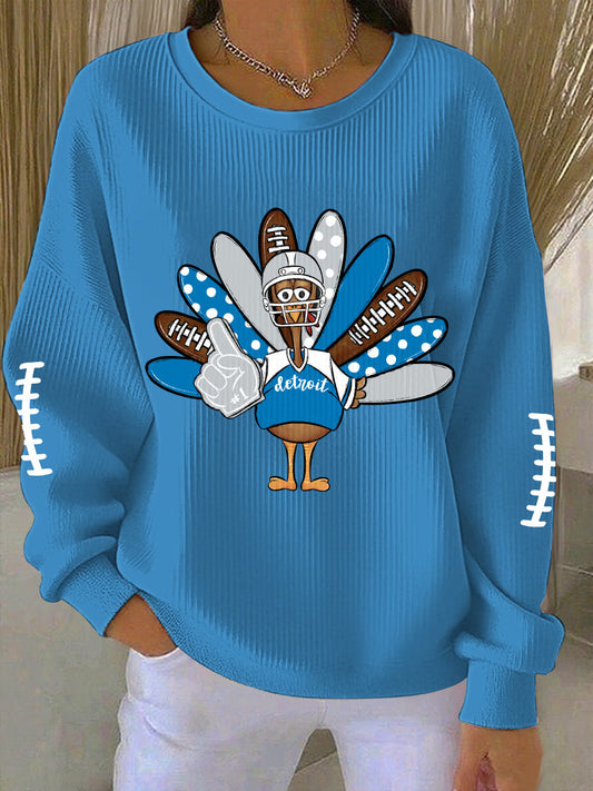 Women's Detroit Turkey Football Printed Sweatshirt
