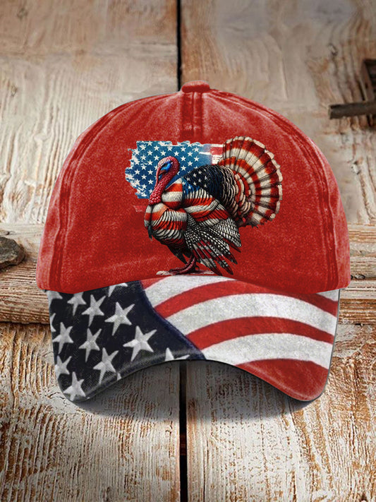 Unisex Resort USA Flag Turkey Thanksgiving Design Print Hat