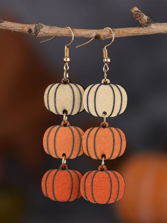Women's Autumn Halloween Thanksgiving Three-Color Pumpkin Earrings